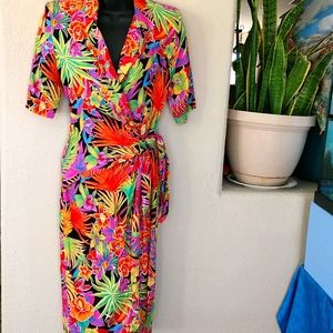 Vintage 1980 Jeffrey & Dara Floral Wrap Dress